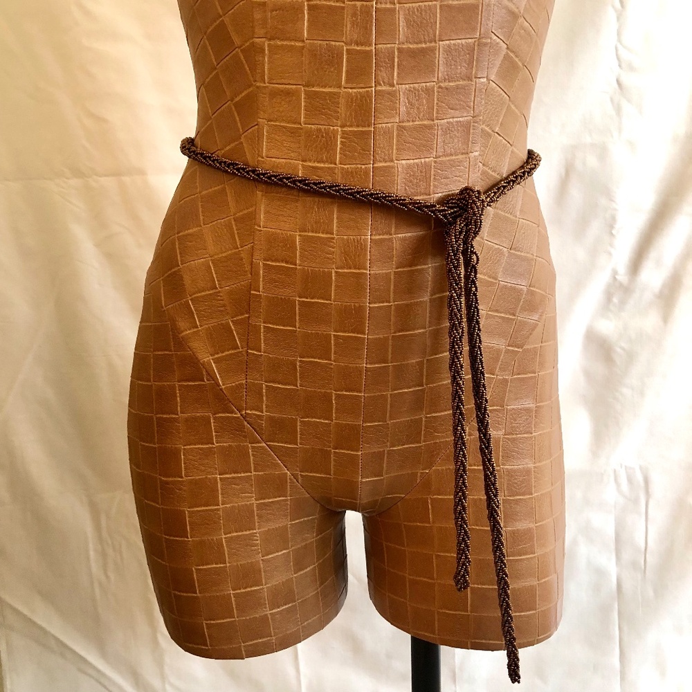 Braided Copper Metallic Beaded Belt/Necklace